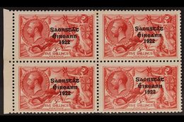 1925  5s Rose-carmine, SG 84, Very Fine Mint Marginal BLOCK OF FOUR, The Lower Pair Never Hinged. Lovely! For More Image - Other & Unclassified