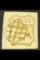 PARMA - PROVISIONAL GOVERNMENT  1859 10c Brown, Variety "Short A And Broken T", Sass 14e, Superb Used On Small Piece Tie - Sin Clasificación