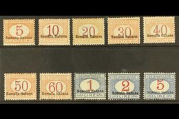 SOMALIA  POSTAGE DUE 1920 Overprints At Bottom Complete Set (Sassone 23/32, SG D39/48), Fine Mint, Very Fresh & Attracti - Other & Unclassified