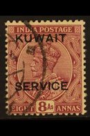 1923  8a Purple, Ovptd "Service", SG O9, Very Fine Used. For More Images, Please Visit Http://www.sandafayre.com/itemdet - Kuwait