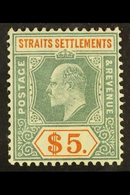 1904-10  $5 Dull Green & Brown-orange, Wmk Mult Crown CA, SG 138, Very Fine Mint. For More Images, Please Visit Http://w - Straits Settlements