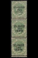 SELANGOR  1891 2c On 24c Green, SG 44 - 46, As A Superb Mint Vertical Strip Of 3. For More Images, Please Visit Http://w - Andere & Zonder Classificatie