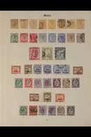 1860 - 1927 TREMENDOUS COLLECTION ON "IMPERIAL" ALBUM PAGES.  An Impressive Mint & Used Collection On 6 SG "Imperial" Al - Malta (...-1964)