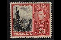 1938  2s 6d Black And Scarlet, Variety "Damaged Value Tablet", SG 229a, Very Fine Mint. For More Images, Please Visit Ht - Malta (...-1964)