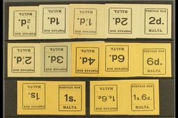 POSTAGE DUES  1925  Typeset Set Complete As Tete-beche Pairs,  SG D1a/10a, Very Fine Mint. (10 Pairs) For More Images, P - Malte (...-1964)