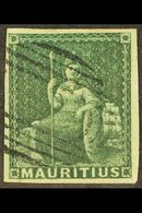 1858-62  (4d) Green Britannia, Imperf, SG 27, Very Fine Used, Four Clear Margins. Great Looker! For More Images, Please  - Mauritius (...-1967)