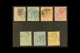 1863-72  GROUP Of Values To 1s Orange, Wmk Crown CC, SG 56, 59, 61a, 62, 65, 69, 70, Good To Fine Used (7 Stamps). For M - Mauritius (...-1967)
