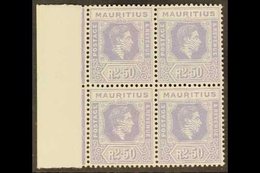 1938-49  2r50 Pale Violet (Ordinary Paper), SG 261a, NHM Marginal Block Of 4. Superb (4 Stamps) For More Images, Please  - Mauricio (...-1967)