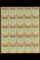 BRITISH CURRENCY  1907 KEVII 4d Green And Chocolate Brown, SG 34, Never Hinged Mint Block Of Twenty-five (5 X 5), Includ - Otros & Sin Clasificación