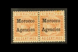 GIBRALTAR ISSUES OVERPRINTED  1898 40c Orange Brown Variety "inverted V For A", In Mint Pair With Normal, SG 5 + 5a, Ton - Sonstige & Ohne Zuordnung