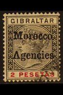 GIBRALTAR ISSUES OVERPRINTED  1898-2000 2p Black And Carmine With Inverted "V" For "A", SG 8a, Fine Used. For More Image - Other & Unclassified