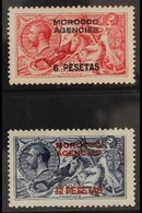 SPANISH CURRENCY  1914 Waterlow Seahorses 5s Rose Carmine And 10s Indigo, SG 136, 138, Very Fine Mint. (2 Stamps) For Mo - Autres & Non Classés