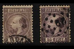 1867-69  25c Purple William III, Both Die I And Die II, SG 15 And SG 21, Good Used. (2 Stamps) For More Images, Please V - Other & Unclassified