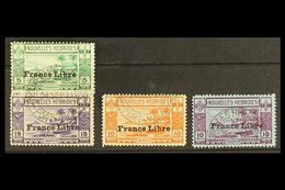 FRENCH 1941  France Libre Overprinted 5c To 15c And 10f, SG F65/67 & 76, Fine Cds Used. (4 Stamps) For More Images, Plea - Sonstige & Ohne Zuordnung