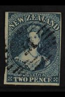 1855-57  2d Dull Blue Chalon, London Printing, SG 2, With Four Clear To Good Margins And Neat "17" Cancel. For More Imag - Autres & Non Classés