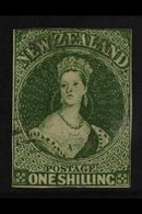 1862-63  1s Deep Green Chalon, On Pelure Paper, SG 86, Four Small Margins And Lightly Cancelled Leaving The Portrait Cle - Other & Unclassified