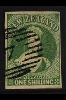 1862-64  1s Yellow Green Chalon, Davies Printing, SG 46, With Four Clear To Large Margins And Neat "7" Cancel. Some Thin - Andere & Zonder Classificatie