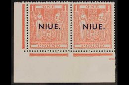 POSTAL FISCAL  1942 £1 Pink, SG 86, Marginal CORNER PAIR Never Hinged Mint. For More Images, Please Visit Http://www.san - Niue