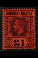 1912  £1 Purple And Black On Red, Geo V, SG 52, Very Fine Mint. For More Images, Please Visit Http://www.sandafayre.com/ - Nigeria (...-1960)