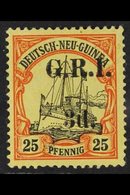1914  3d On 25pf Black And Red On Yellow, 5mm Spacing On New Guinea, SG 22, Very Fine Mint. For More Images, Please Visi - Papua New Guinea