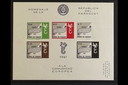 1961 MISSING COLOUR VARIETY.  Europa Imperf Mini-sheet In Different Colours With MISSING PURPLE COLOUR On 1g Stamp (Scot - Paraguay