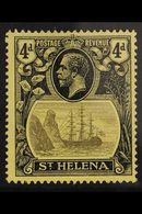 1922  4d Grey And Black On Yellow, Variety "Torn Flag", SG 92b, Very Fine Mint. For More Images, Please Visit Http://www - Sainte-Hélène