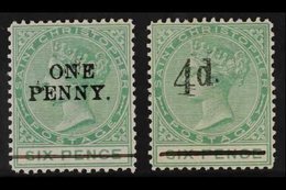 1886  1d On 6d Green And 4d On 6d Green, SG 24/25, Very Fine Mint. (2) For More Images, Please Visit Http://www.sandafay - St.Christopher-Nevis-Anguilla (...-1980)