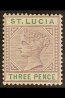 1886-87  3d Dull Mauve & Green, SG 40, Fine Mint, Very Fresh. For More Images, Please Visit Http://www.sandafayre.com/it - St.Lucia (...-1978)