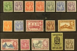 1938-48  Complete Definitive Set, SG 128a/141, Never Hinged Mint. (17 Stamps) For More Images, Please Visit Http://www.s - Ste Lucie (...-1978)