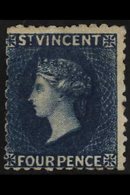 1875-78  4d Deep Blue, SG 25, Mint With Traces Of Gum, Small Imperfections, Cat £550. For More Images, Please Visit Http - St.Vincent (...-1979)