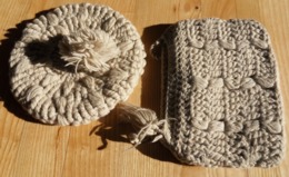 Ensemble Sac à Main Et Béret Au Crochet  En Laine Grège - Wool