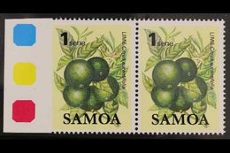 1983  1s Fruit Definitive, SG 647, Marginal Horizontal Pair, IMPERF Between Stamp And Margin, Never Hinged Mint. For Mor - Samoa