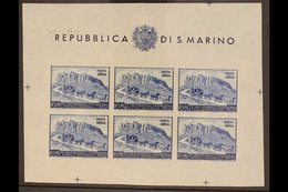 1951  75th Anniversary Of UPU 200L Air IMPERF complete Sheetlet Of Six, Sassone Foglietti 11, Very Fine Mint, The Stamps - Otros & Sin Clasificación