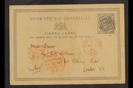 1885  (Oct 6th) 1½d Stationery Postcard, Commercially Used to London, "B31" Cancel & "Sierra Leone / Paid" C.d.s. Alongs - Sierra Leone (...-1960)