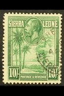 1932  KGV "Palms And Cola Tree" 10s Green, SG 166, Fine Cds Used. For More Images, Please Visit Http://www.sandafayre.co - Sierra Leona (...-1960)