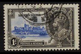 1935  1d Ultramarine And Grey Black, Silver Jubilee, Variety " Short Extra Flagstaff", SG 181b, Superb Used. For More Im - Sierra Leona (...-1960)