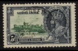 1935  5d Green And Indigo Silver Jubilee, Variety "Lightening Conductor", SG 183c, Fine Used. For More Images, Please Vi - Sierra Leone (...-1960)