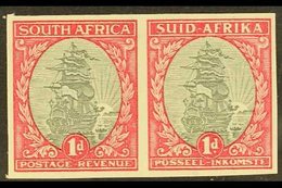 1933-38  1d Grey & Carmine Ship, IMPERFORATE PAIR (wmk Inverted), SG 56a, Never Hinged Mint. Very Fine. For More Images, - Unclassified