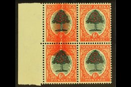 UNION VARIETY  1947-54 6d Green & Brown-orange, LARGE SCREEN FLAW In Left Marginal Block Of 4, Affects Two Stamps, SG 11 - Unclassified