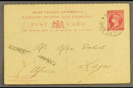 LAGOS  Outward Portion Of 1d Reply Card Sent From The Falkland Is To Lagos (Africa) And Drawing An "Insufficiently Addre - Nigeria (...-1960)