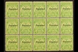 1889-90  1s Green, SG 3, Reprint Block Of 15 Stamps. Never Hinged Mint For More Images, Please Visit Http://www.sandafay - Swaziland (...-1967)