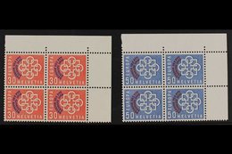 1959 EUROPEAN CONFERENCE  30c Red & 50c Blue, Mi 681/82, SG 608/609, UPPER CORNER BLOCKS OF 4, Never Hinged Mint (8 Stam - Autres & Non Classés