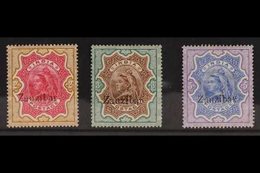 1895  2r, 3r And 5r QV India High Values Ovptd "Zanzibar", SG 19/21, Very Fine And Fresh Mint. (3 Stamps) For More Image - Zanzibar (...-1963)