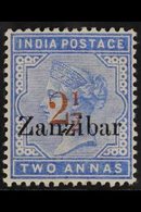 1895-8  "2½" In Red On 2a Blue, SG 26, Very Fine Mint. For More Images, Please Visit Http://www.sandafayre.com/itemdetai - Zanzibar (...-1963)