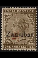 1895-8  "2½" On 1a 6p Sepia, SG 35, Mint. For More Images, Please Visit Http://www.sandafayre.com/itemdetails.aspx?s=652 - Zanzibar (...-1963)