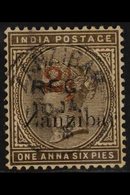 1895-8  "2½" In Red On 1a 6p Sepia, SG 36, Very Fine Used. Scarce Stamp. For More Images, Please Visit Http://www.sandaf - Zanzibar (...-1963)