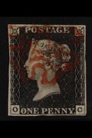 1840  1d Black 'OC' Plate 3, SG 2, Very Fine Used With Nice Red Maltese Cross Cancel, Four Margins, Fresh. For More Imag - Ohne Zuordnung