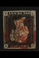 1840  1d Grey-black 'NA' Plate 1a With WATERMARK INVERTED Variety, SG Spec AS2g, Very Fine Used Superb Red Maltese Cross - Zonder Classificatie