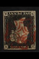 1840  1d Grey-black 'NA' Plate 1a With WATERMARK INVERTED Variety, SG Spec AS2g, Very Fine Used Superb Red Maltese Cross - Unclassified