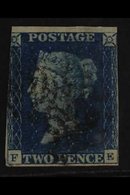 1840  2d Blue 'FE' Plate 2, SG 5, Used With Black Maltese Cross Cancel, Two Good Margins, Fresh, Cat £1,100. For More Im - Andere & Zonder Classificatie